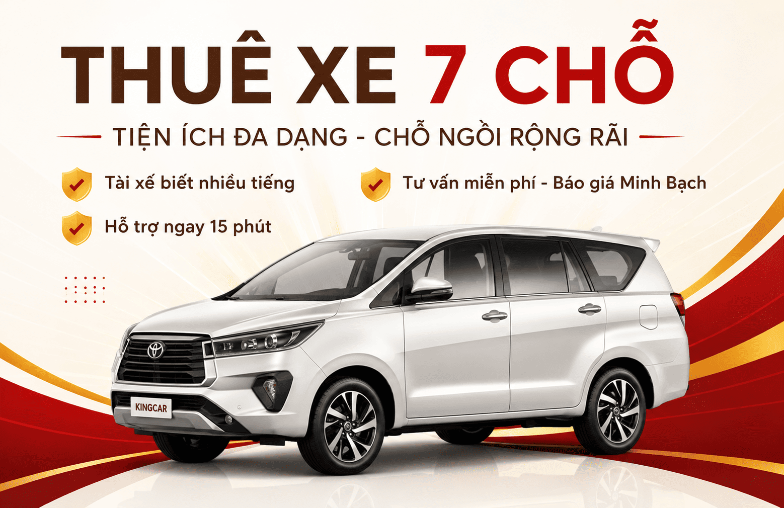 Thuê xe 7 chỗ có tài xê Kingcar Travel Min