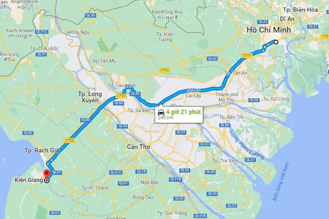 Khoảng cách sài gòn đi kiên giang