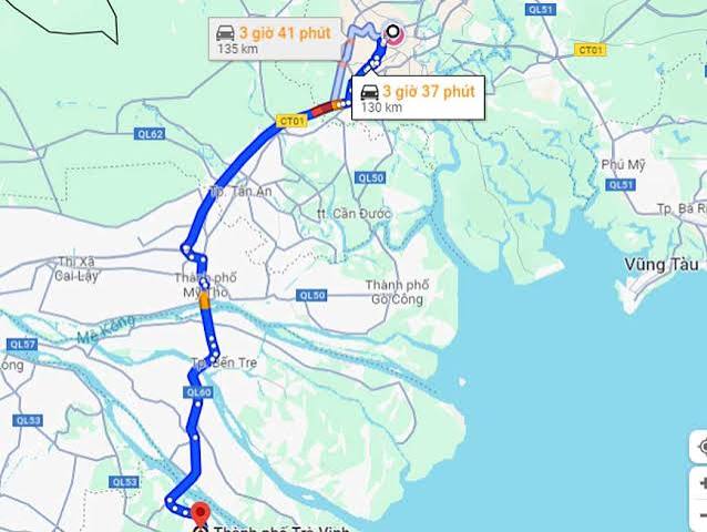 Khoảng cách sài gòn đi trà vinh