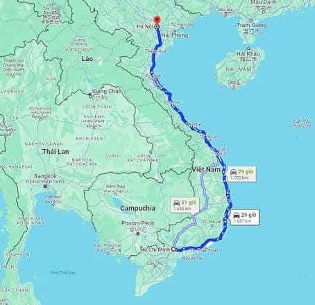 Khoảng cách sài gòn hà nội