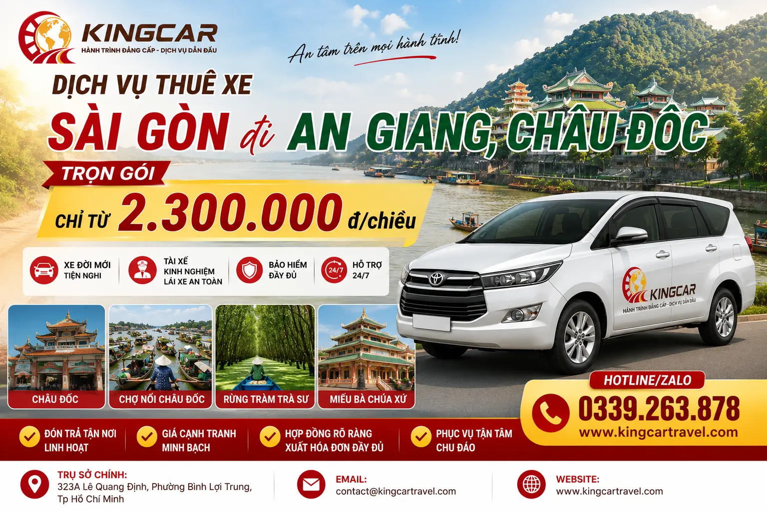 Thuê Xe 4 7 16 29 45 chỗ có tài xế Sài Gòn Đi An Giang