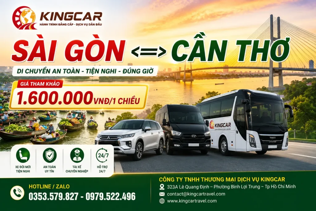 Thuê xe 4 7 16 29 45 chỗ có tài xế sài gòn đi cần thơ