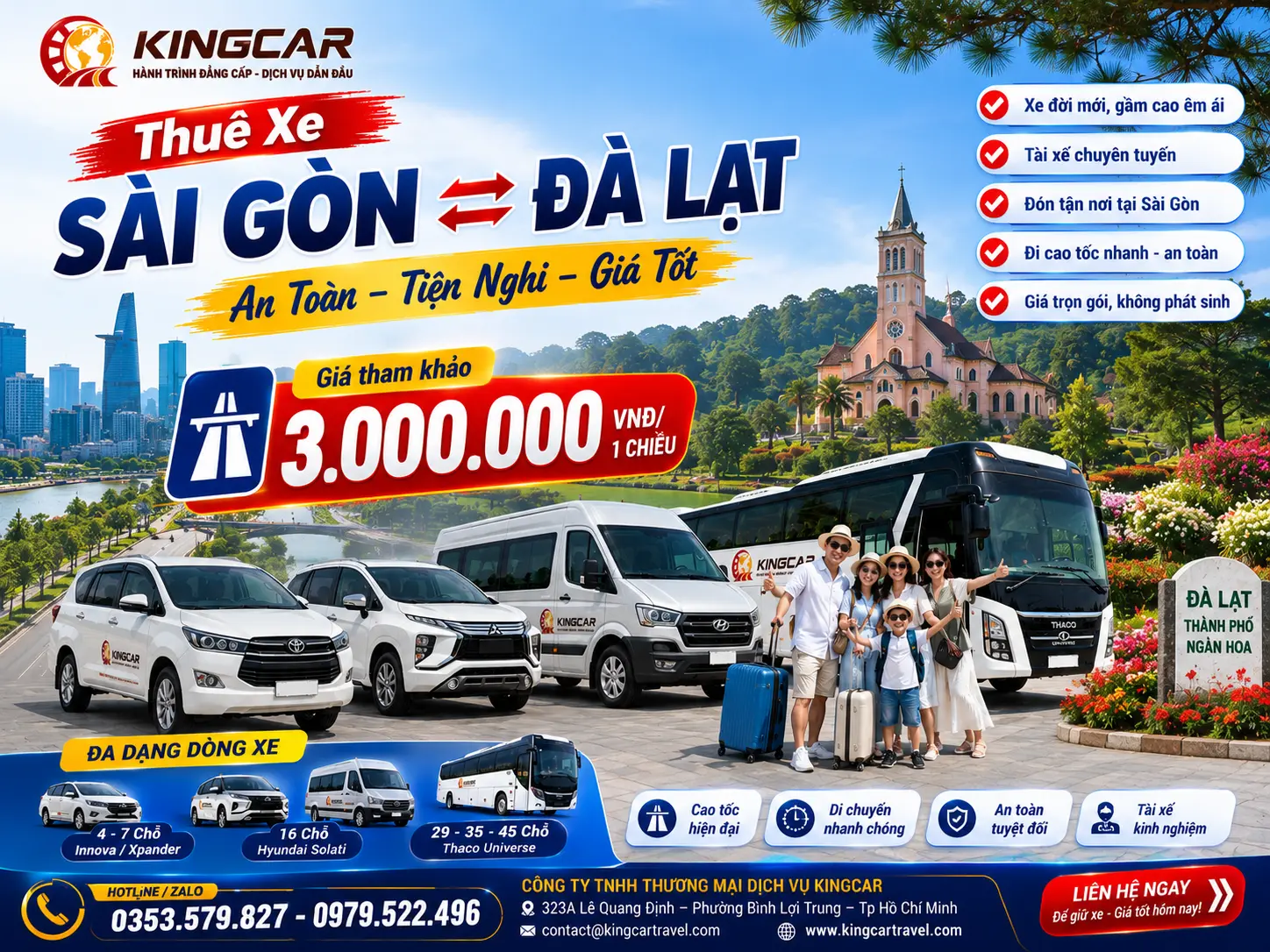 Thuê xe sài gòn đi đà lạt xe 4 7 16 29 45 chỗ có tài xế