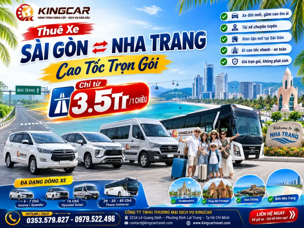 Thuê xe sài gòn đi nha trang xe 4 7 16 29 45 chỗ có tài xế