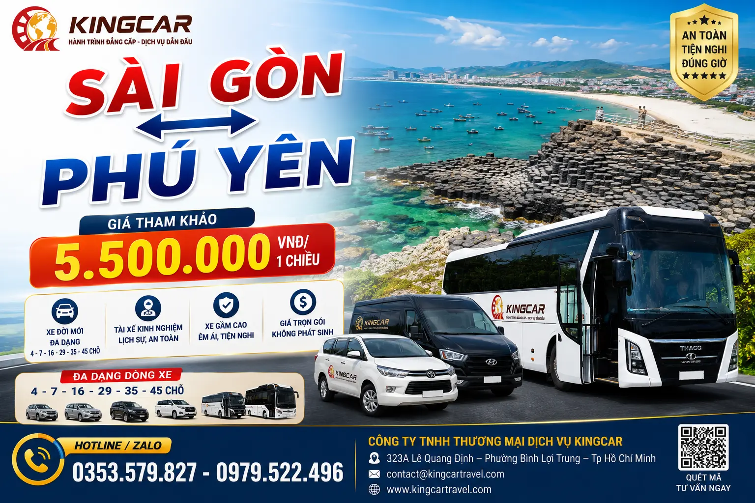 Thuê xe sài gòn đi phú yên xe 4 7 16 29 45 chỗ có tài xé