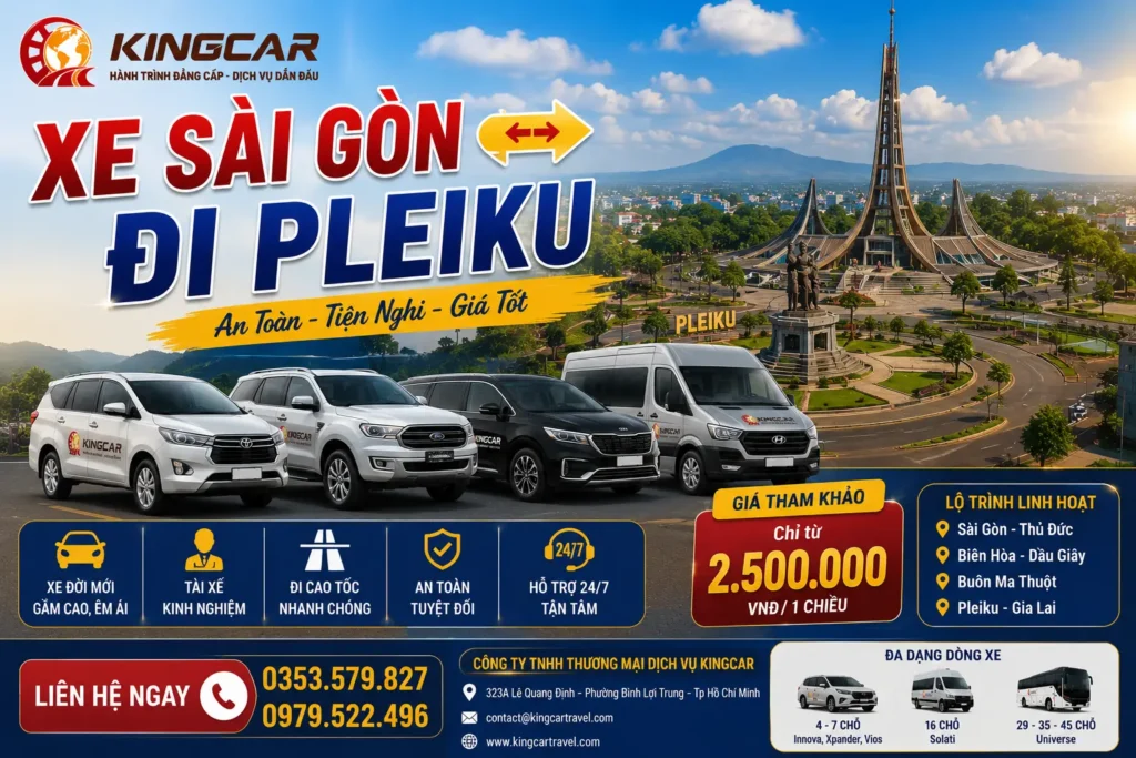 Thuê xe sài gòn đi pleku xe 4 7 16 29 45 chỗ có tài xế