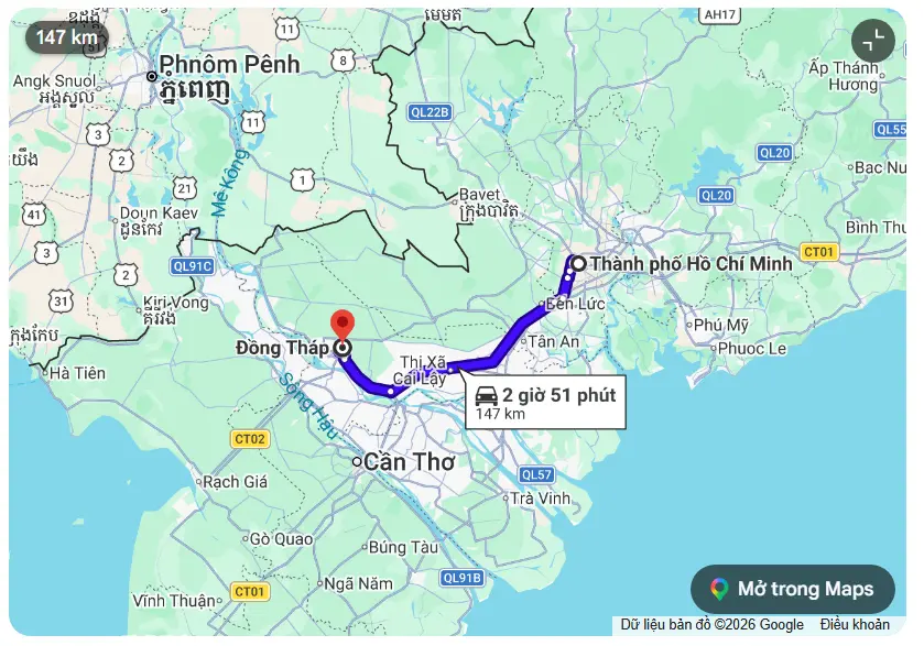 khoang cách sài gòn di đồng tháp